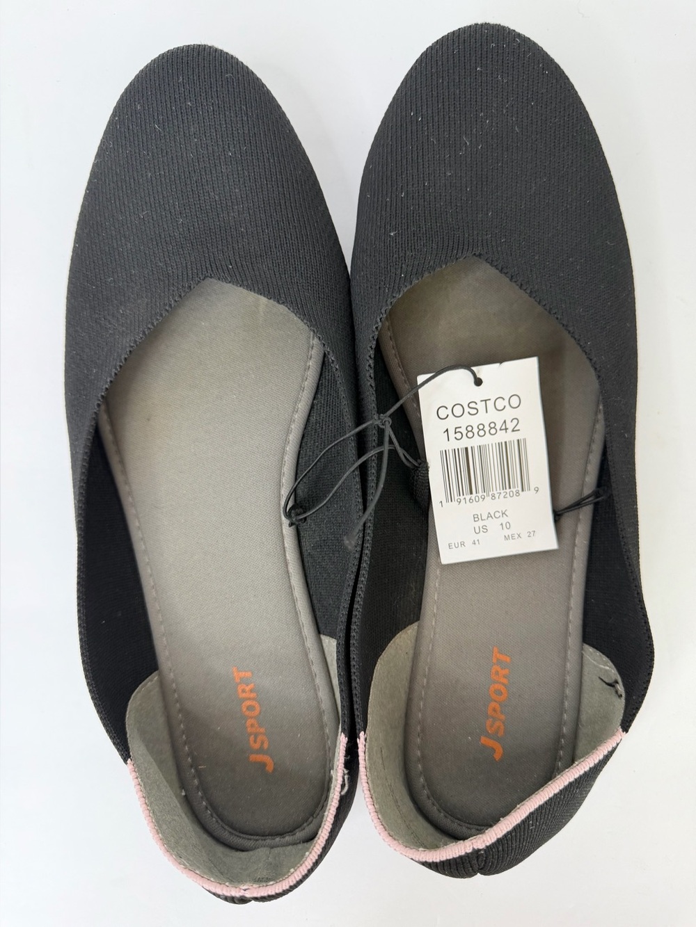 JSport Womens 10 Black Stretch Knit Flats Minimalist Ballet Shoes NWT